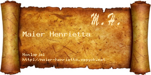Maier Henrietta névjegykártya